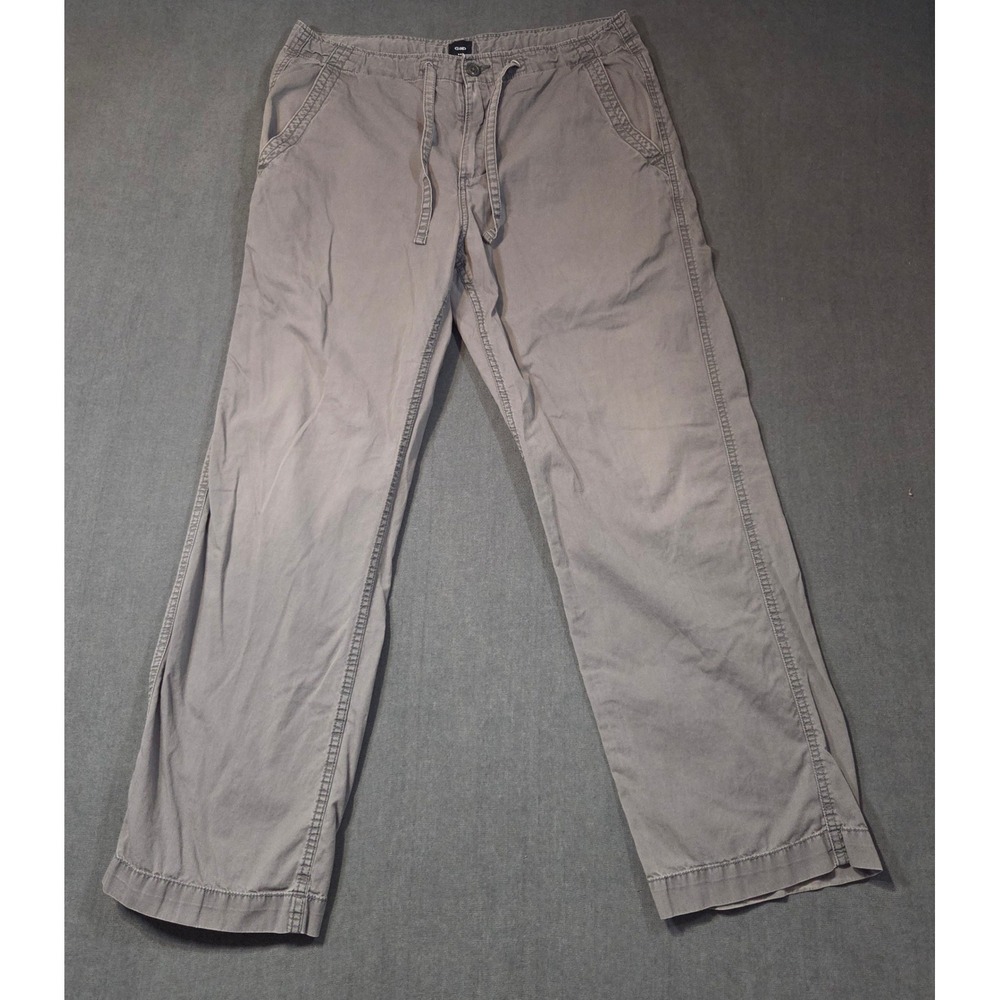 Gap Chino Pants Mens 34x32 Grey Drawstring Waist Straight Leg Cotton
